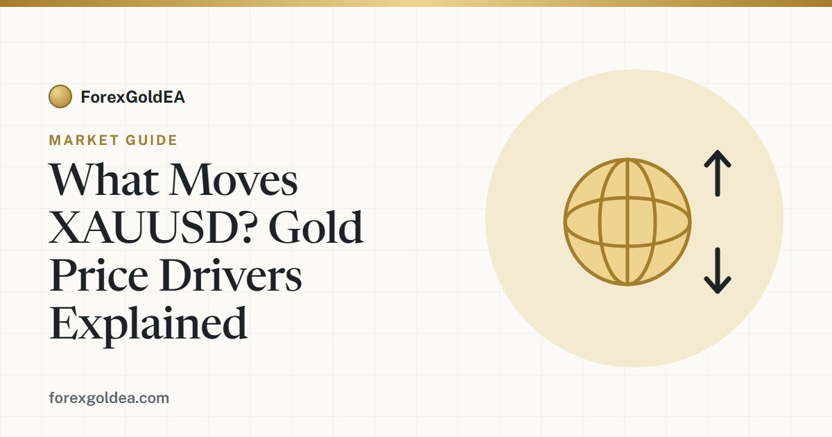 Globe with up and down arrows — the key drivers that move the XAUUSD gold price